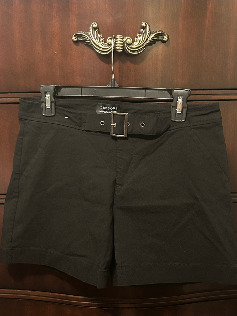 one 5 one Black Belted Women's Bermuda Shorts
